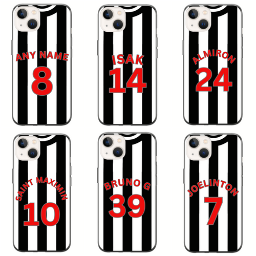 Newcastle 2023-2024 Home Football Shirt (choose any Name and Number) Protective Premium Rubber Silicone Phone Case