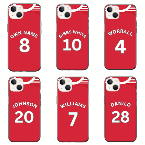 Nottingham Forest 2023-2024 Home Football Shirt (choose any Name and Number) Protective Premium Rubber Silicone Phone Case