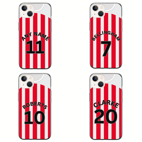 Sunderland 2023-2024 Home Football Shirt (choose any Name and Number) Protective Premium Rubber Silicone Phone Case
