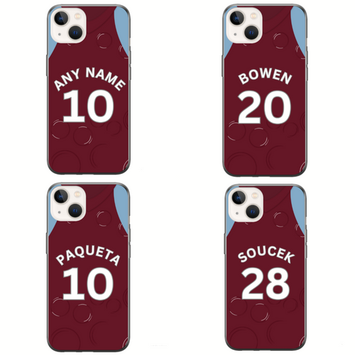 WH London Claret & Blue 2023-2024 Home Football Shirt (choose any Name and Number) Protective Premium Rubber Silicone Phone Case