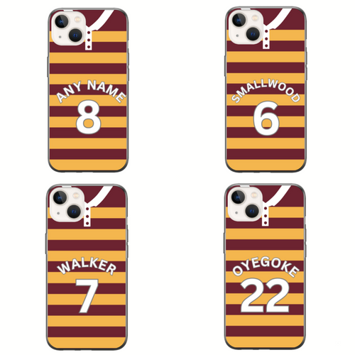 Bradford City 2023-2024 Home Football Shirt (choose any Name and Number) Protective Premium Rubber Silicone Phone Case