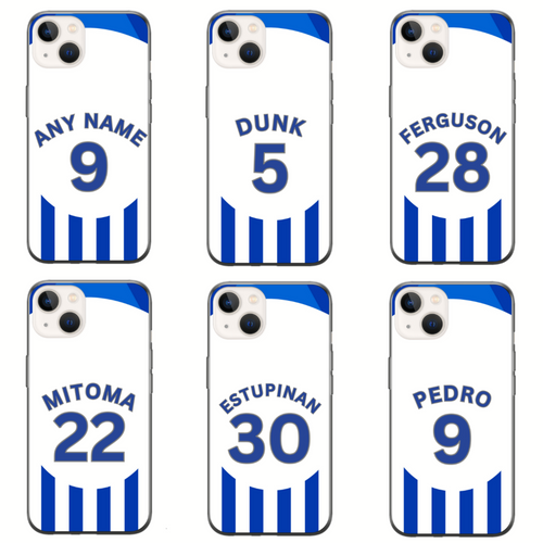 Brighton 2023-2024 Home Football Shirt (choose any Name and Number) Protective Premium Rubber Silicone Phone Case