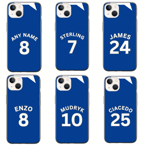 Chels 2023-2024 Home Football Shirt (choose any Name and Number) Protective Premium Rubber Silicone Phone Case