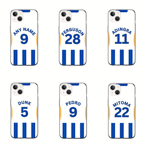 Brighton 2024-2025 Home Football Shirt (choose any Name and Number) Protective Premium Rubber Silicone Phone Case