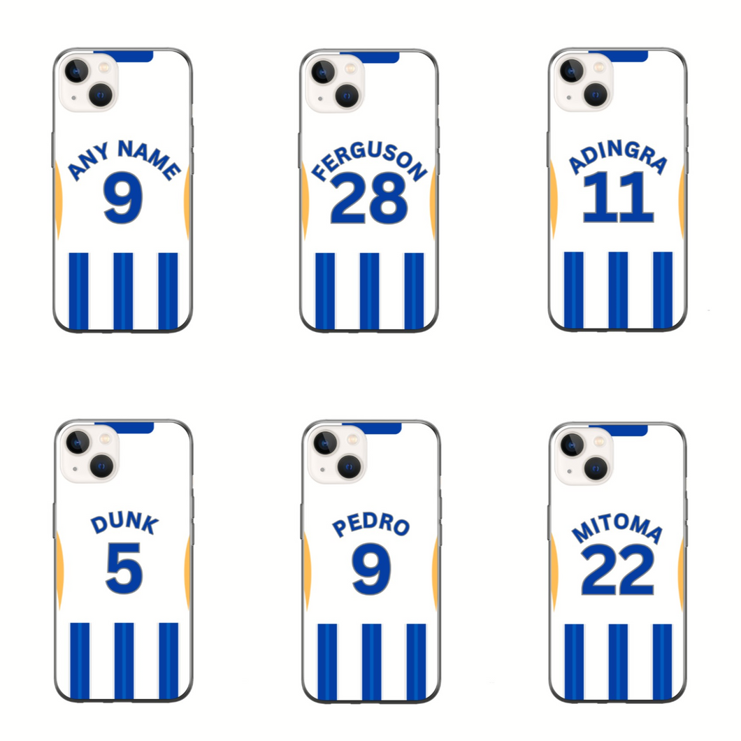 Brighton 2024-2025 Home Football Shirt (choose any Name and Number) Protective Premium Rubber Silicone Phone Case