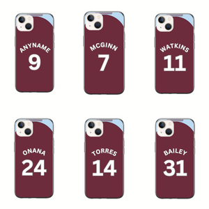 Aston Villa 2024-2025 Home Football Shirt (choose any Name and Number) Protective Premium Rubber Silicone Phone Case