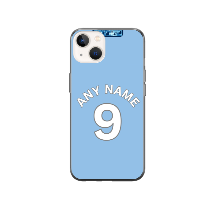 Man City 2024-2025 Home Football Shirt (choose any Name and Number) Protective Premium Rubber Silicone Phone Case