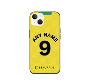 Norwich City 2024-2025 Home Football Shirt (choose any Name and Number) Protective Premium Rubber Silicone Phone Case